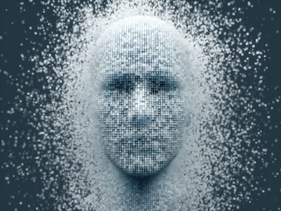 Illustration of a face formed from pixels