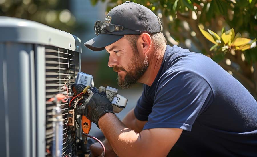 Technician Working on HVAC Unit